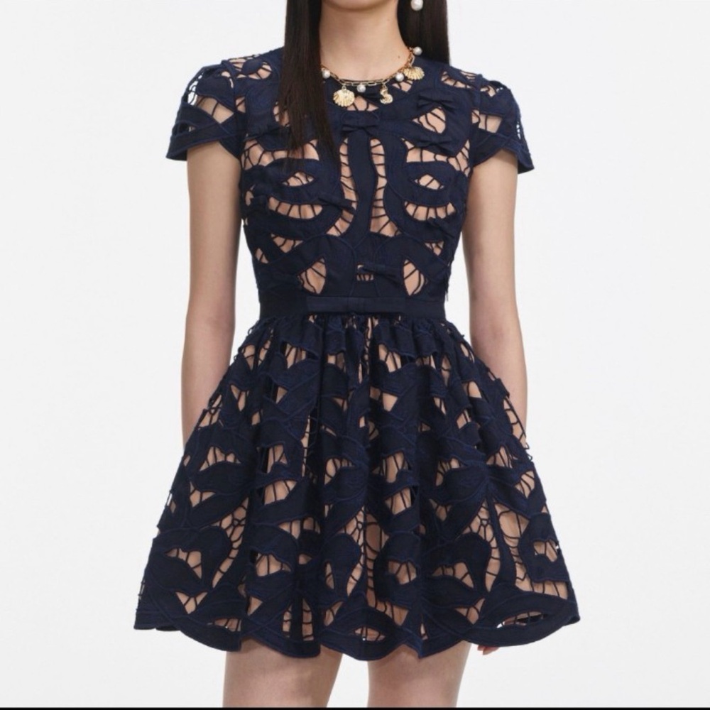 Self-Portrait Navy Lace Mini Dress Size 6